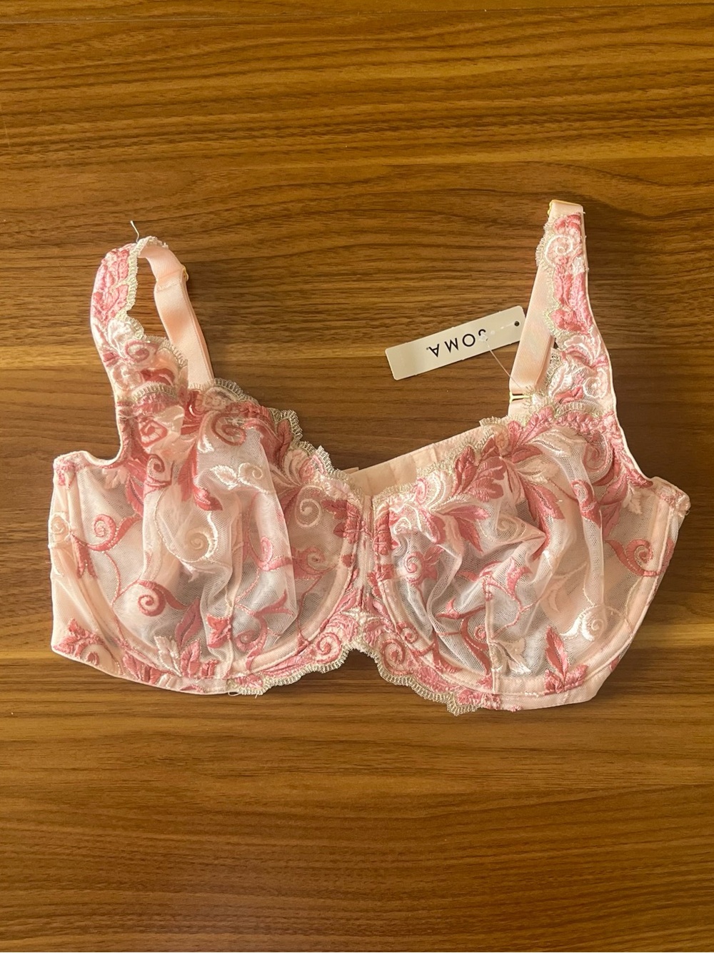 NEW Soma 36D Lace Unlined Bra Blush Pink Romantic Bridal Lingerie Dreamy Dainty